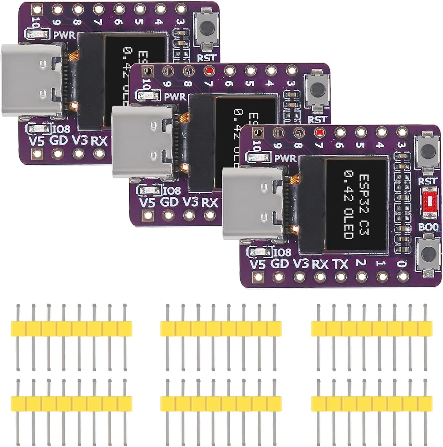 AITRIP 3PCS ESP32-C3 0.42 Inch ESP32 OLED Development Board with OLED Module Ceramic Antenna WiFi Bluetooth Supermini