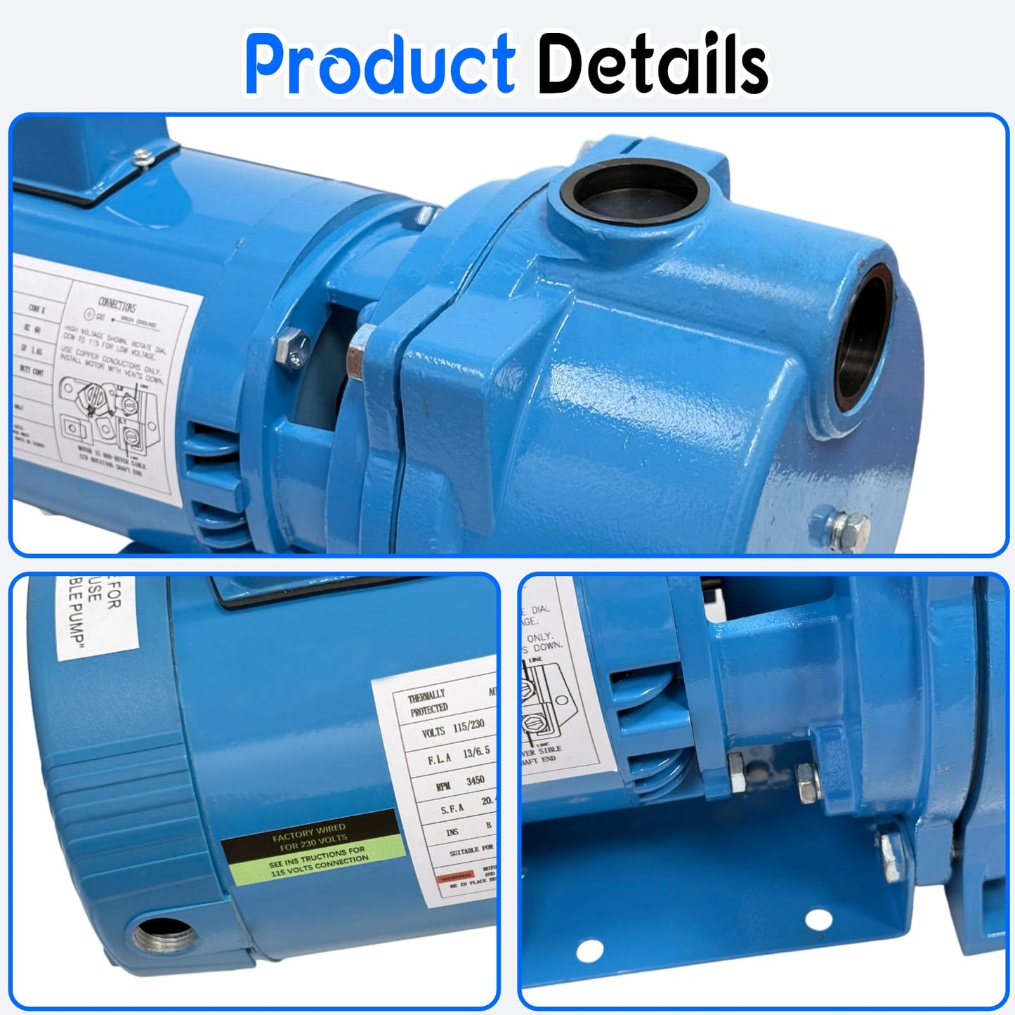 WeenthAvenue GT15 Self-Priming Single Phase Centrifugal Pump, 1.5hp, Single Phase Cast Iron Water Pump Fit for Agricultural & Garden Irrigation