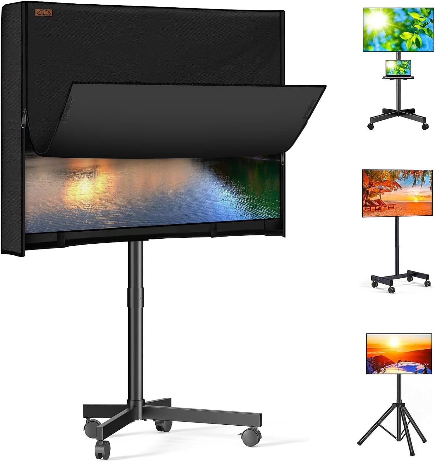 43" 600D Mobile Outdoor TV Stand Cover, Television Covers with Side Zipper for Rolling TV Stand, Weatherproof TV Screen