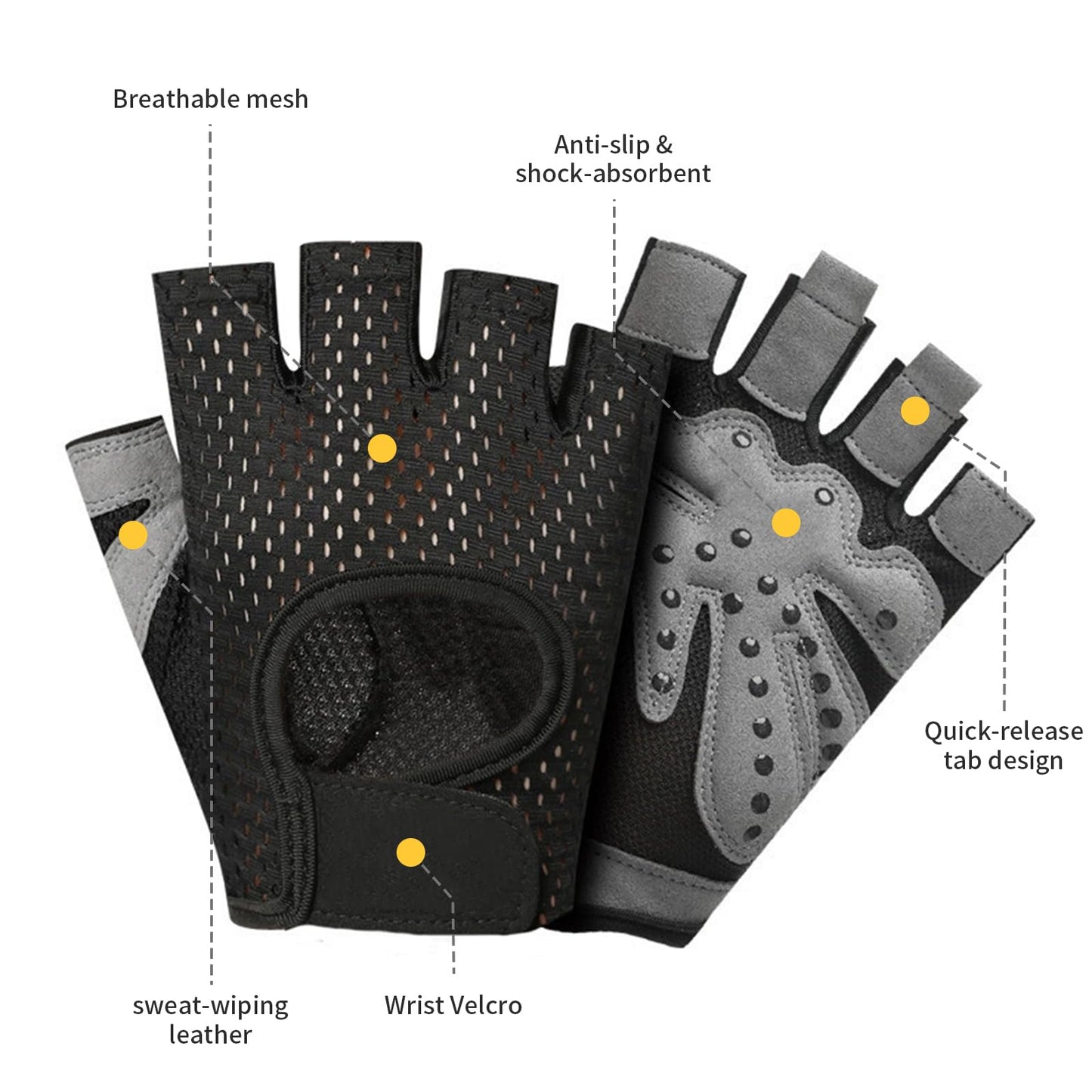 Tostyles Workout Gloves for Men Women Exercise Gloves Non-Slip Silicone Padded Palm Grip Protection for Weight Lifting, Cycling, Gym, Training, Breathable and Snug Fit