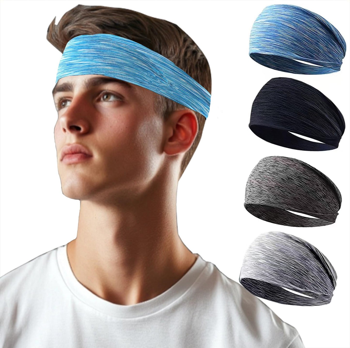 Tress 05 Headbands for Men Sweat Bands Running Headband Head Bands Unisex Stretchy Quick-Dry Sweatband for Sports, Gym, Working Out