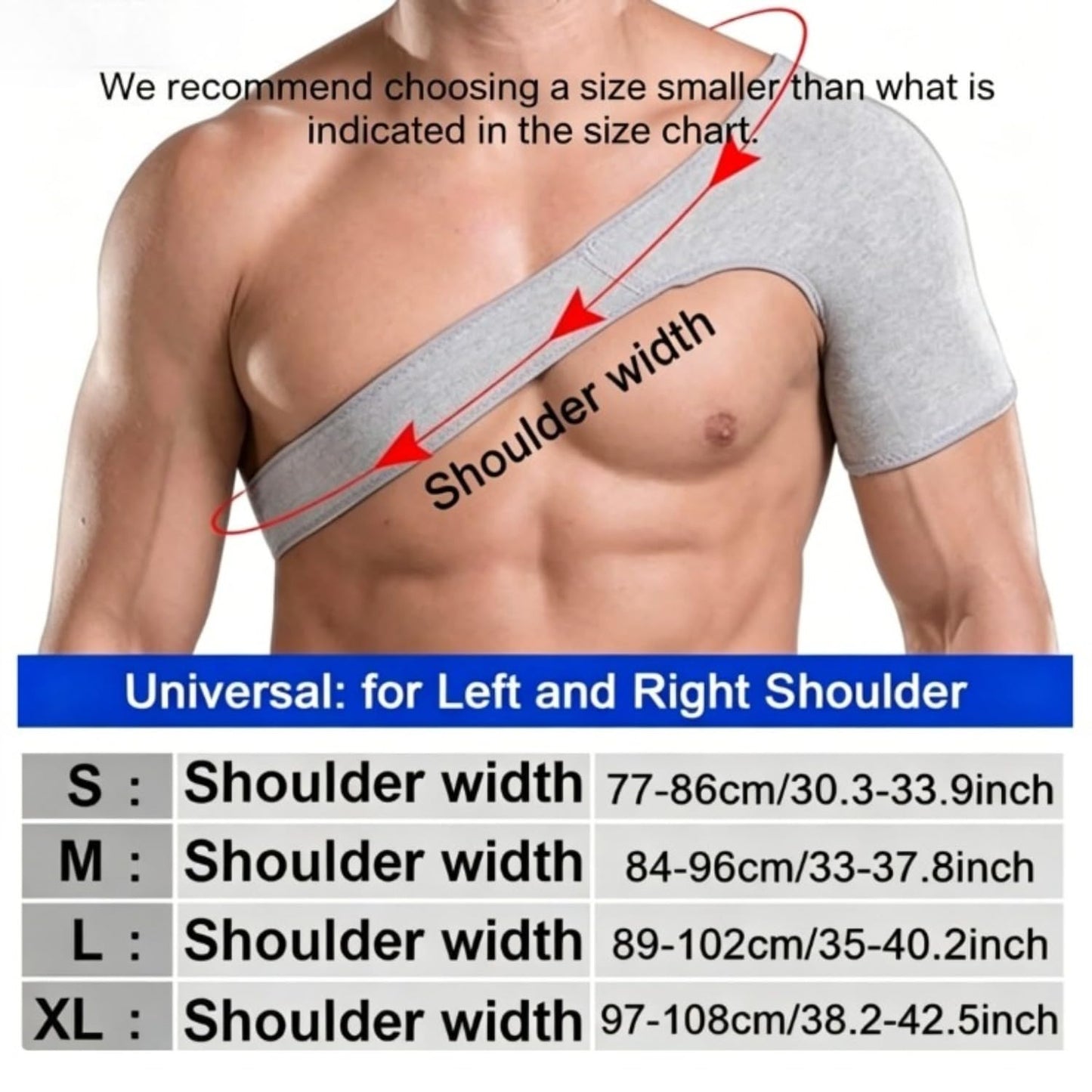 FUHUBB Compresfit - Premium Compresfit Bamboo Shoulder Brace (Universal Fit Left/Right) Original,Shoulder Compression Sleeve for Preventing Strains and Dislocation (Gray,Medium)