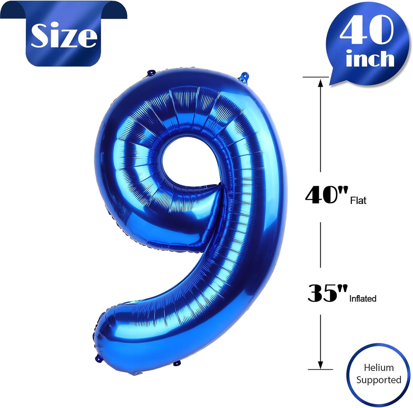 Number 9 Balloon by [Brand Name] - 40 Inch Navy Blue Giant Birthday Decoration for All Ages