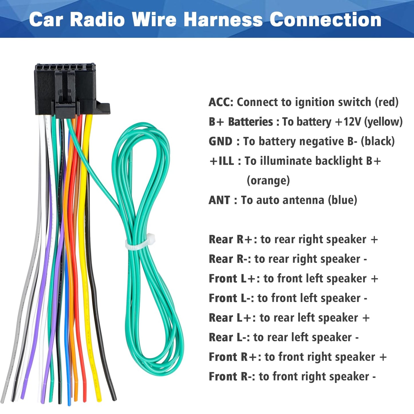 16-Pin Pioneer Car Radio Wiring Harness - Compatible with DEH, AVH, AVIC Models