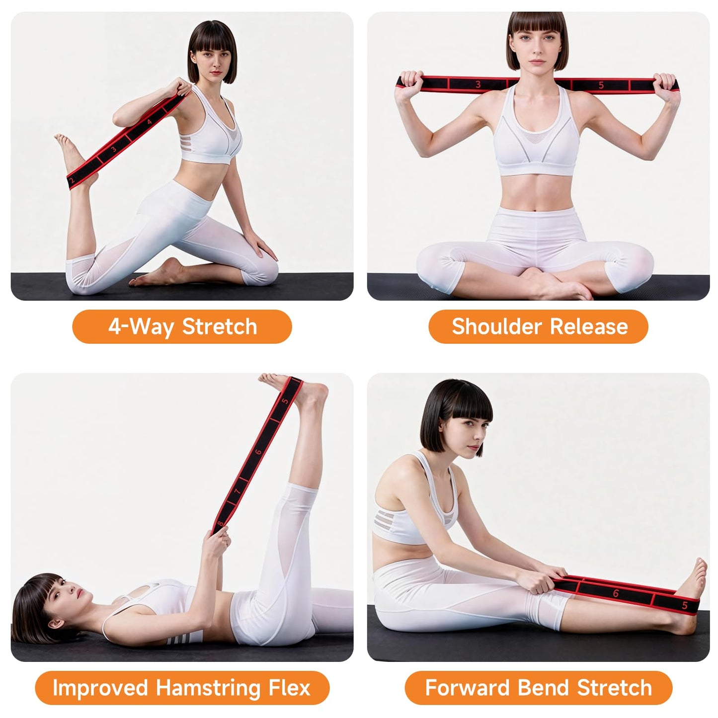 3PCS Numbered Stretch Resistance Band, 8.10.12-Loop Elastic Training Bands for Stretching, Yoga, Multi-Loop Fitness Band for Flexibility & Strength Training