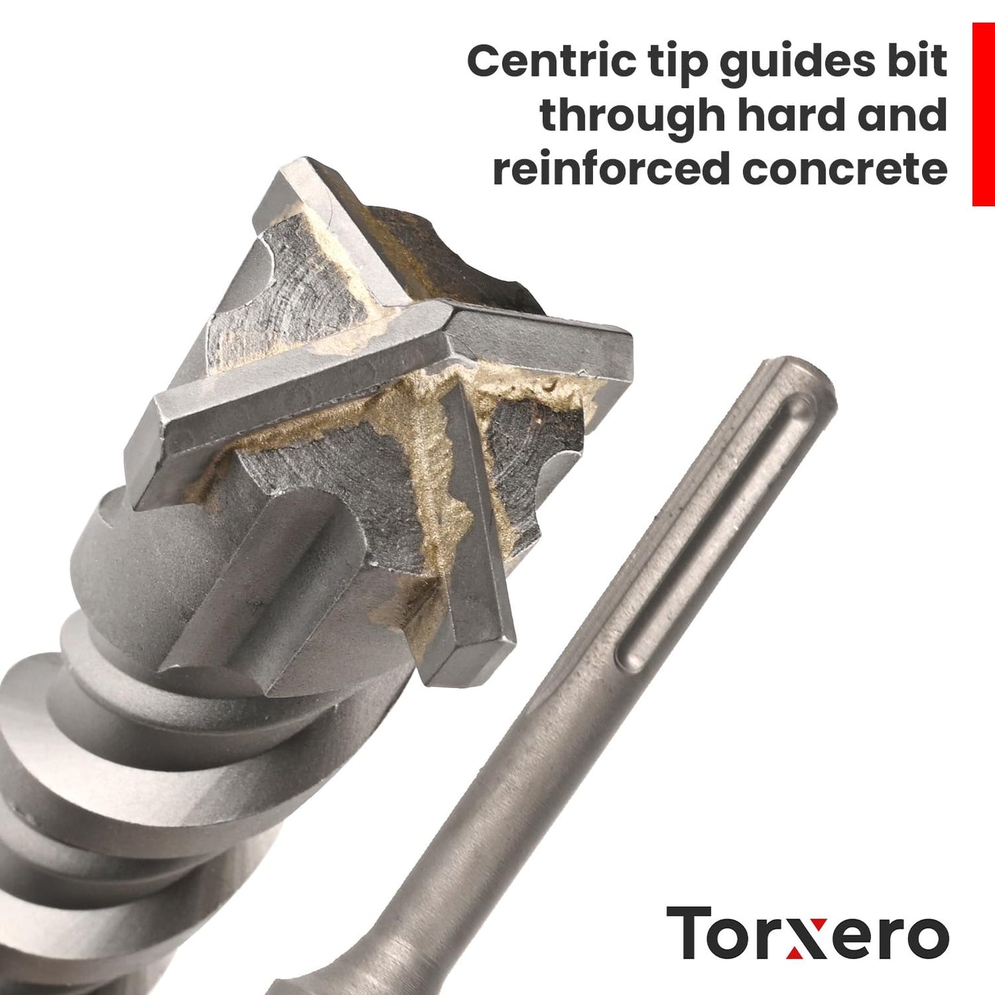 Torxero 8 PCS Set SDS MAX Bits, 14 Inch Long 1/2" to 1-1/2" Diameter, Rotary Hammer Drill Bits, Masonry Drill Bits for Concrete, SDS MAX, Masonry Drill Bit Set, Concrete Drill Bit Set