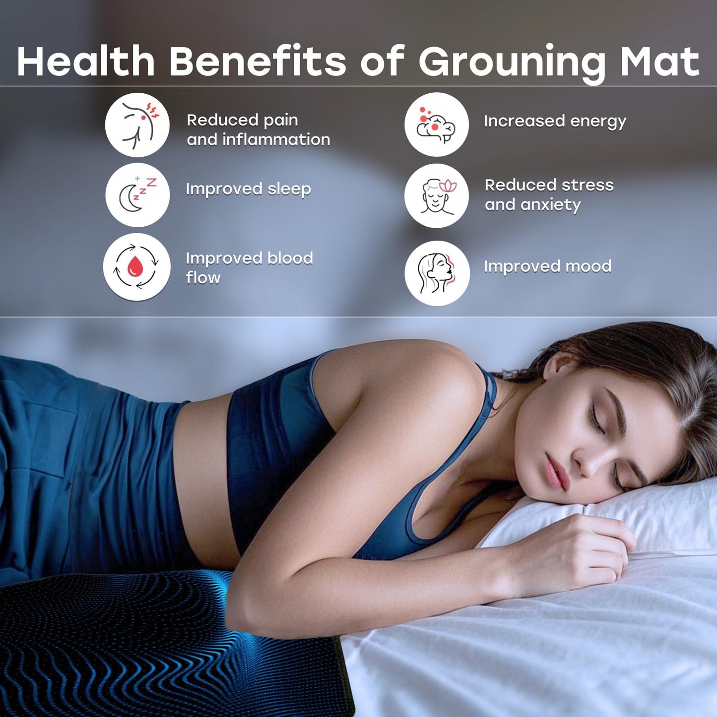 Grounding Mat for Desk, Grounded Mats for Sleep, Pain Relief, Stress Relief, Earth Connected Therapy. Grounding Pads with 15ft Cord, Indoor Grounded for Full Body Balance & Wellness Support(26.5x10in)