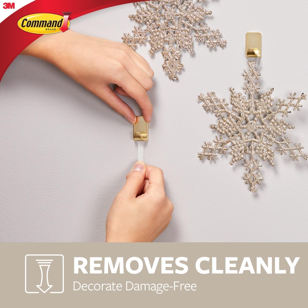 Command Small Metallic Hooks - Brass Color | Damage-Free Wall Hook with Adhesive Strips, Holds 0.5 lb