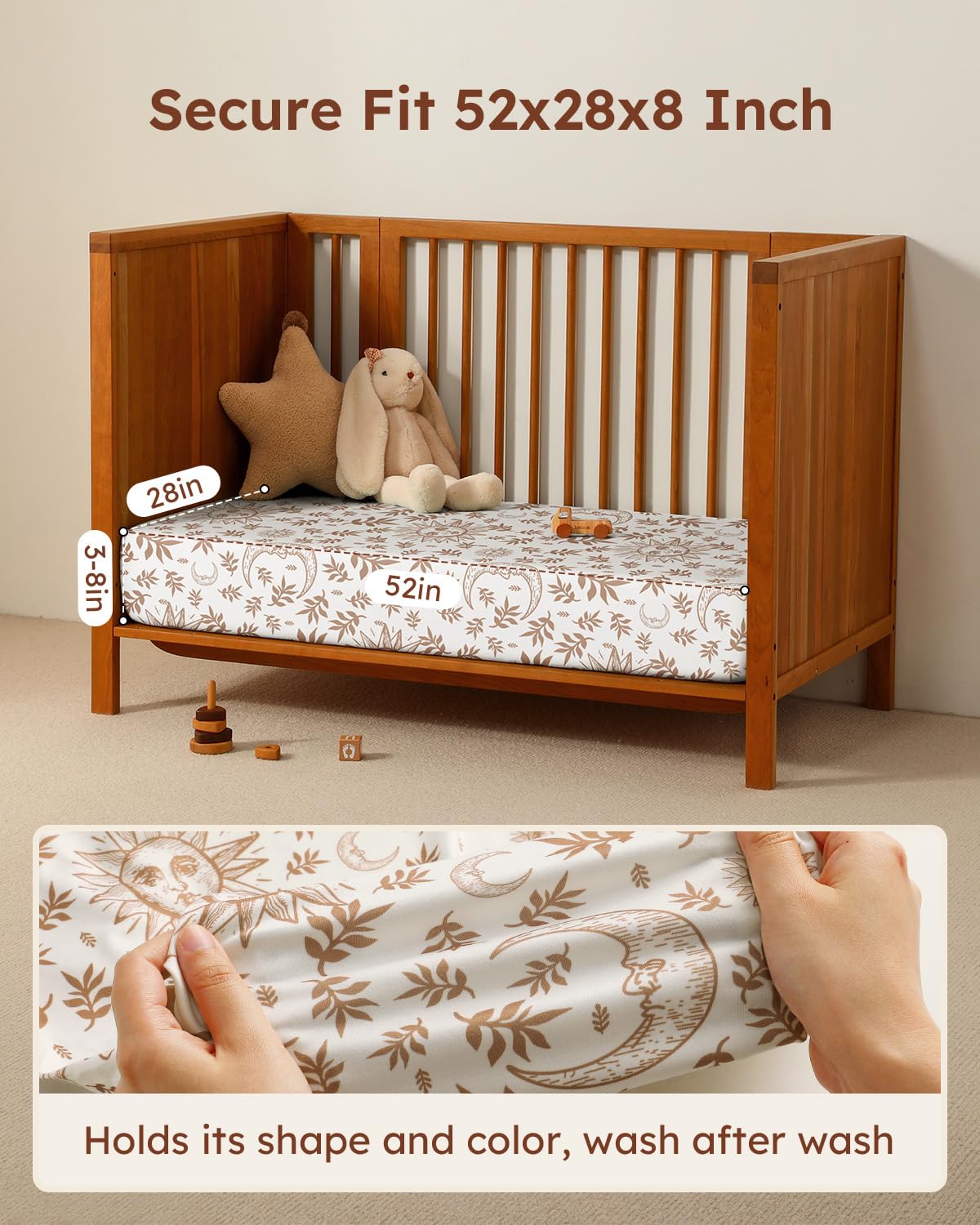 Unnivoll Baby Crib Sheets - Soft Microfiber Fitted Sheets for Standard Crib | 3-Pack, Neutral Colors