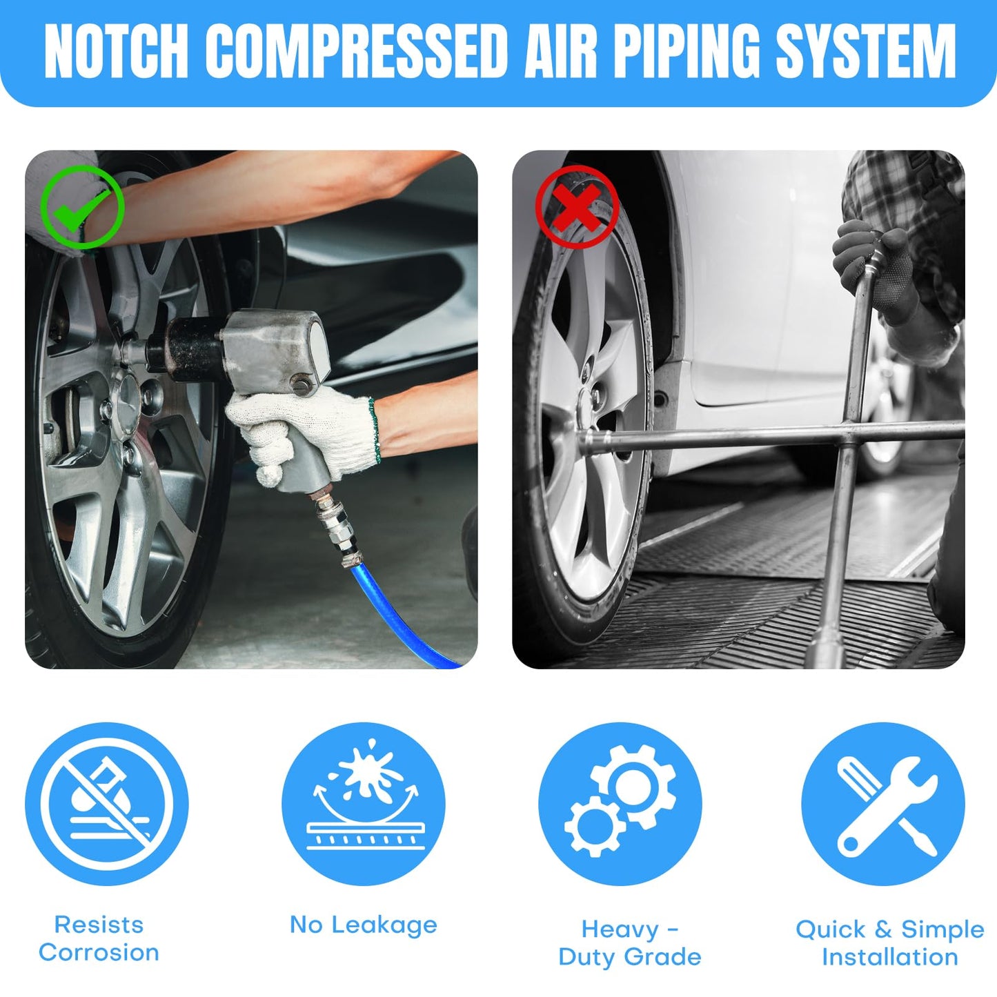 3/4 Inch x 200 FT Shop Air Line Kit, Compressed Air Piping System for Shop, Garage, HDPE Tubing and Aluminum Rapid Air System Includes Right Angle Fittings and Tee Fittings, Air Line Tubing Kit