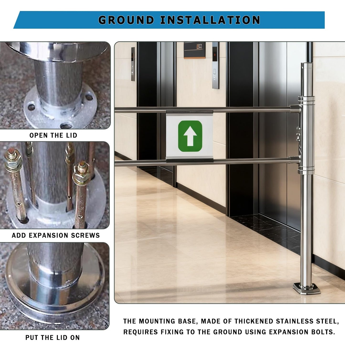 Manual 90° Pedestrian Gate, Automatic Closing Metal Double Door, One-Way Entry Security Turnstile for Supermarkets - Durable Silver 2.60m/23.6in Access Control Gate