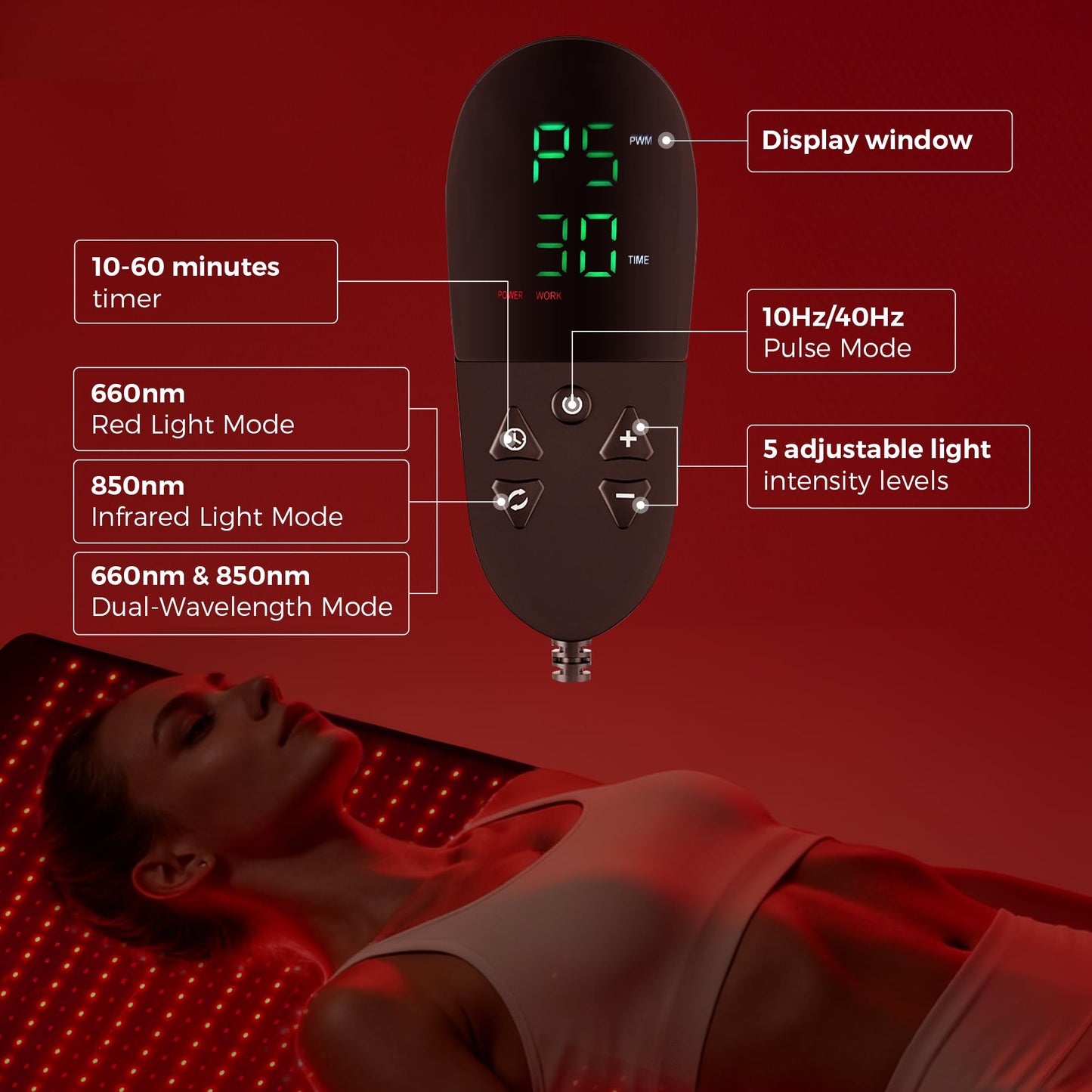 QuasarMD Infrared Red Light Therapy Mat- 1440 pcs Professional SMD LED Chips - 660nm & 850nm Wavelengths, Pain Relief, Enhances Recovery, Whole Body Care, Sleep Improvement & Energy Boost
