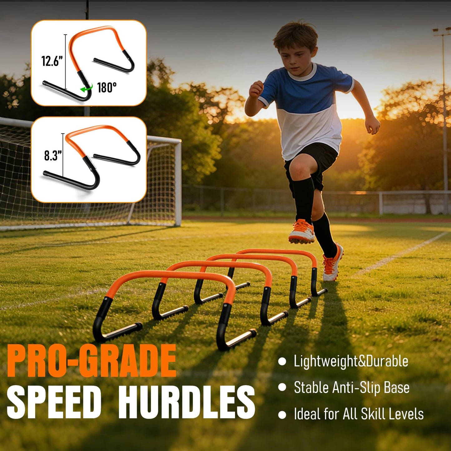 Agility Ladder, Soccer Football Training Equipment Set - 20ft Speed Ladder, 4 Hurdles,Parachute, 12 Cones & Jump Rope | Agility & Speed Training for Kids Youth Adults,Basketball & Football Accessories