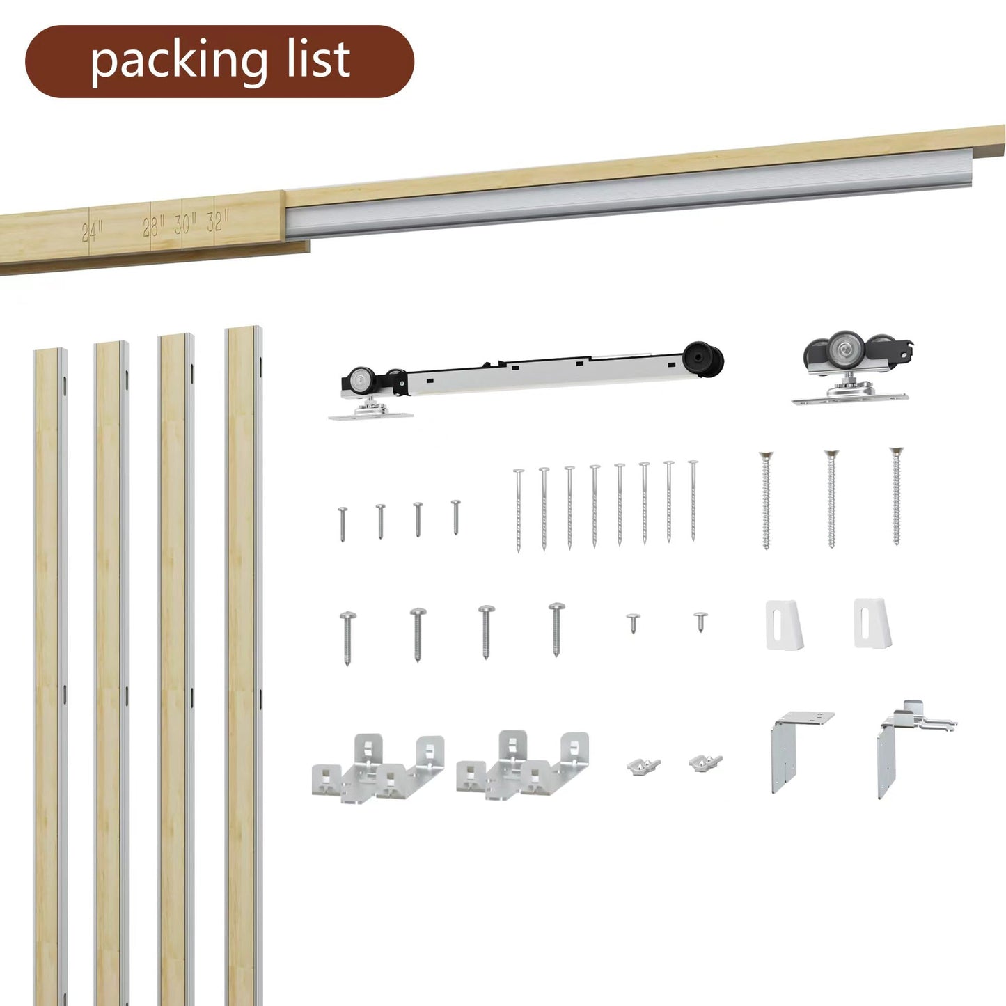 SongYung 24"-36"x 96" Pocket Door Frame Kit with 98LBS Two-Way Soft-Close Mechanism,Aluminum Track Hardware Suitable for Doors Wide 24"-36",2X4 Studs Wall,Smoothly and Quietly Easy to Install