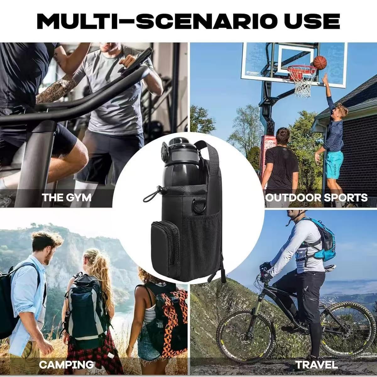 YMTengFei Magnetic Gym Bag with Water Bottle Holder & Phone Pockets & Shoulder Strap,Magnetic Bag Gym Accessories Organizer for Men Women,Crossbody Bag for Sports & Travel (Black)