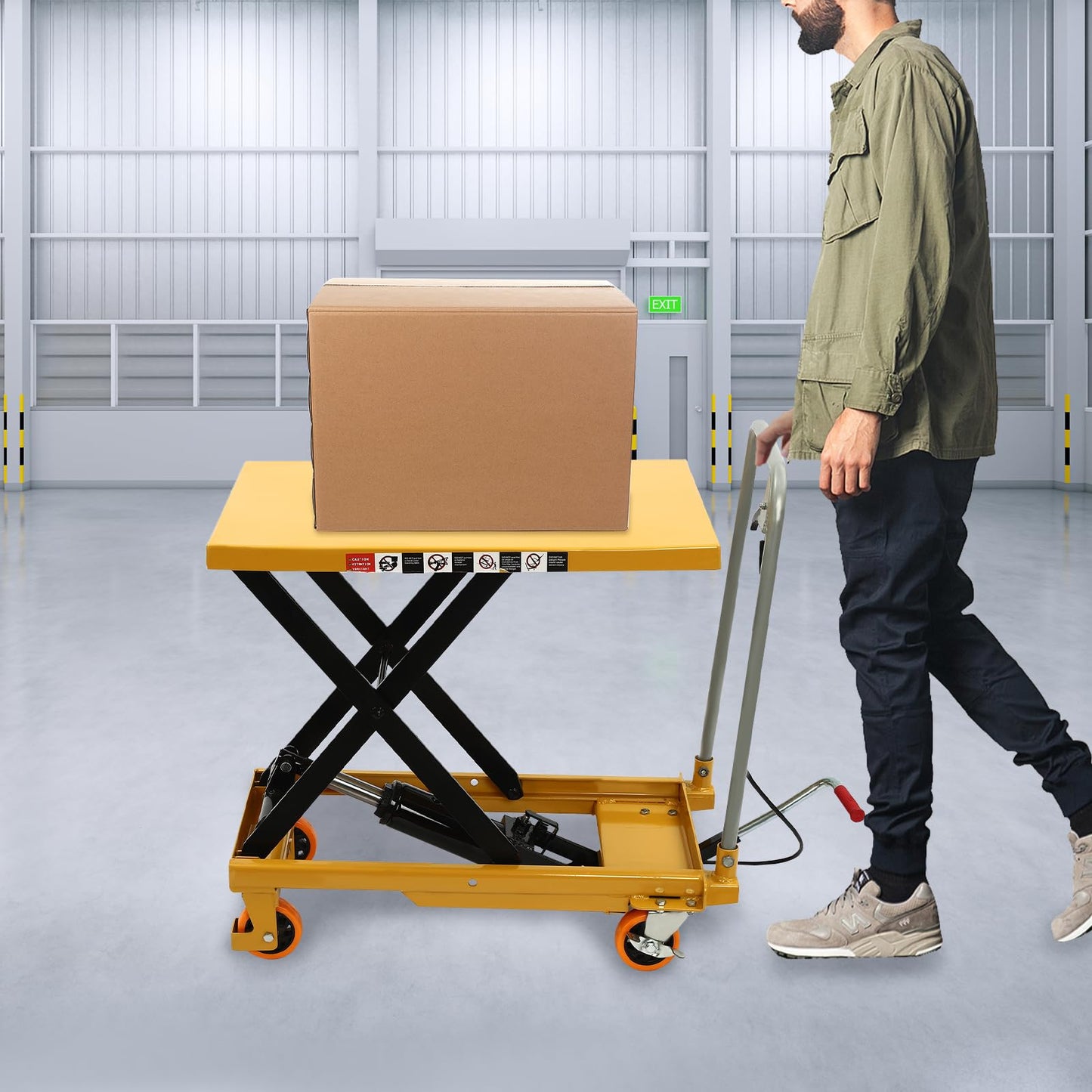 500lbs Hydraulic Lift Table Cart, Double Scissor Lift Table with Non-Slip Pad & Safety Guard for Material Handling & Transportation