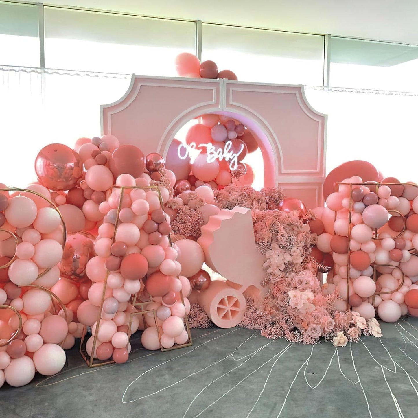 PartyWoo Dusty Pink Balloons - 127-Piece Blush Pink Balloon Arch Kit for Baby Showers & Birthday Parties