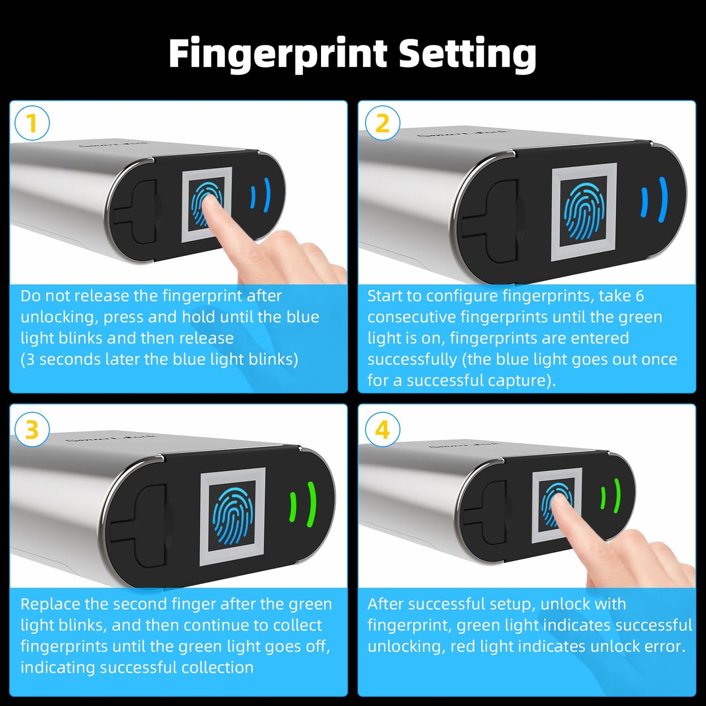 KENRONE Fingerprint Padlock, Biometric Smart Lock, IP66 Waterproof, Rechargeable Zinc Alloy Gym Lock for Athletes, Students, Swimmers & Outdoor Enthusiasts, for School Lockers, Pools & Luggage