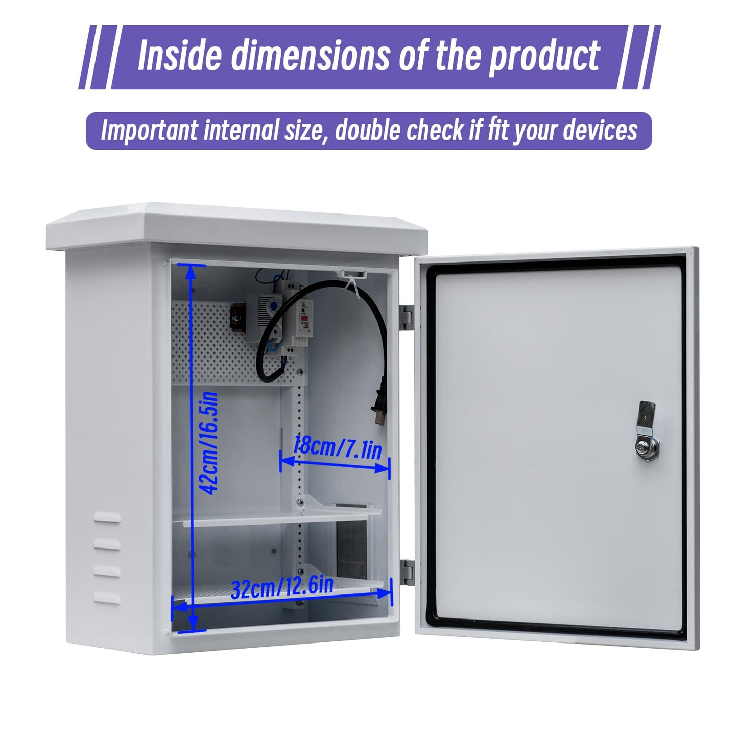 Outdoor Enclosure Electrical Weatherproof Box - 19.7x15.7x7.9 Outdoor Network Cabinet Enclosure with Cooling Fan and Thermostat Kit, Wall/Pole Mount(500x400x200mm)
