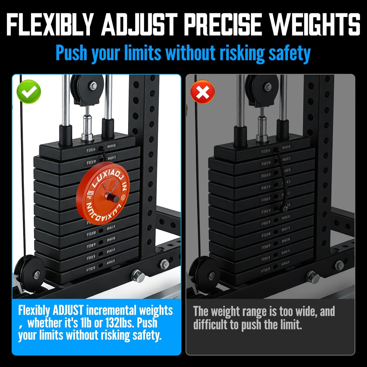 Reinforced Weight Stack Pin - Maximum additional Load Capacity of 60kg/132lbs - Load Extra Olympic Weight for Strength Training Weight Lifting in Gym Cable Machine & Home Gym(Dia:10mm Length:110mm)