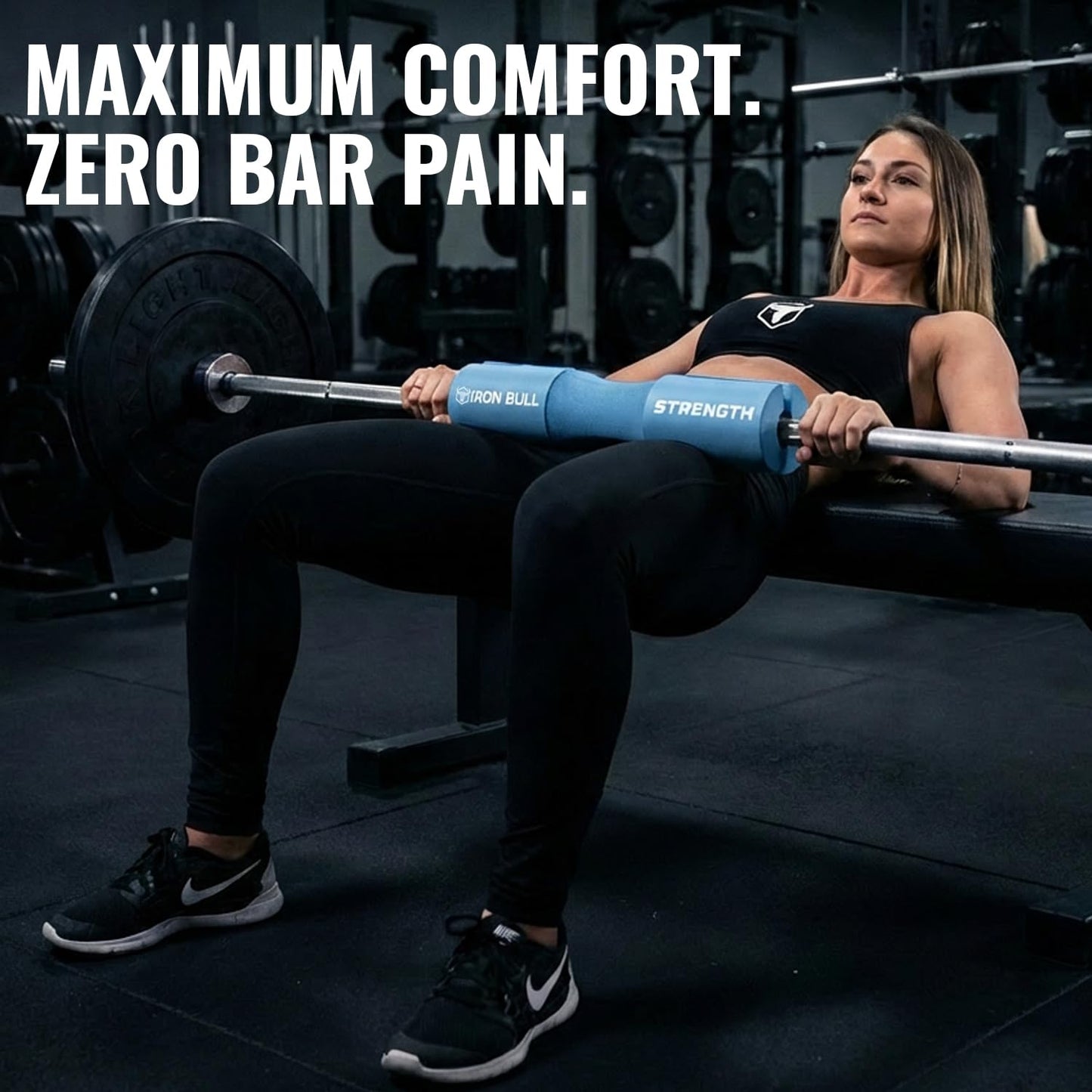 Advanced Squat Pad - Barbell Pad for Hip Thrusts, Squats & Lunges - Neck & Shoulder Squat Bar Pad Cushion Support Foam for Extra Comfort (Baby Blue)