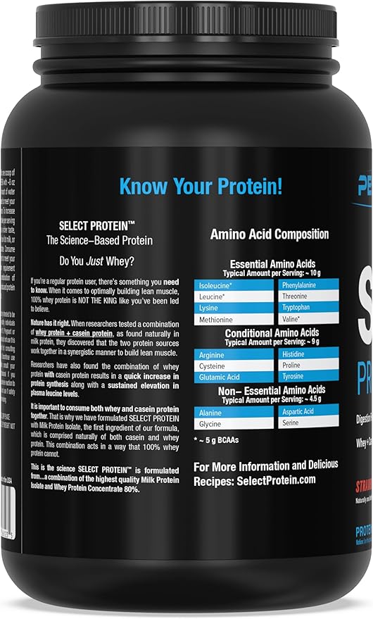 PEScience Select Protein Powder, Whey and Casein Blend, Clean Protein Powder for Women and Men, Low Calorie, Low Carb, Keto Friendly, Gluten Free, Strawberry Cheesecake, 27 Servings