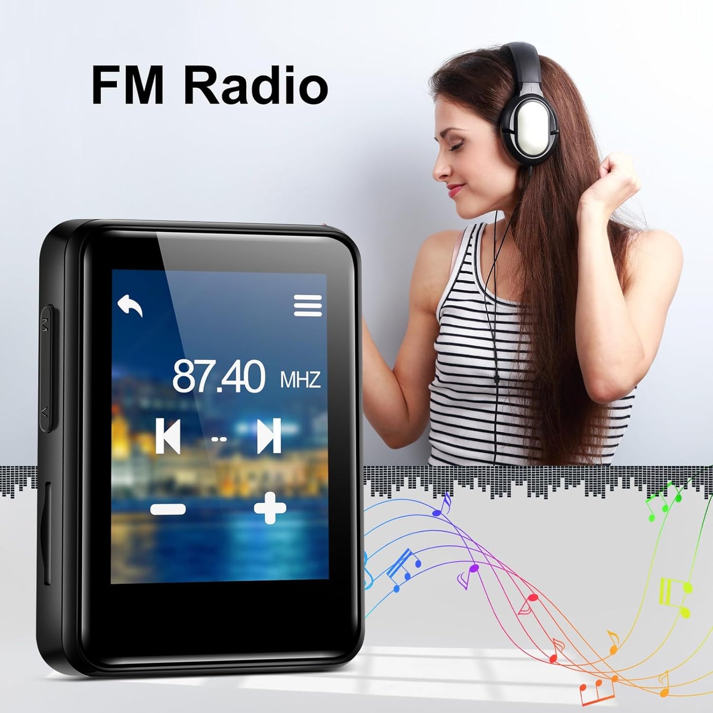 woolynew MP3 1.8 inch MP3 512GB, 64GB Music Player, Screen Portable HiFi Player Expandable to with Bluetooth, FM Radio