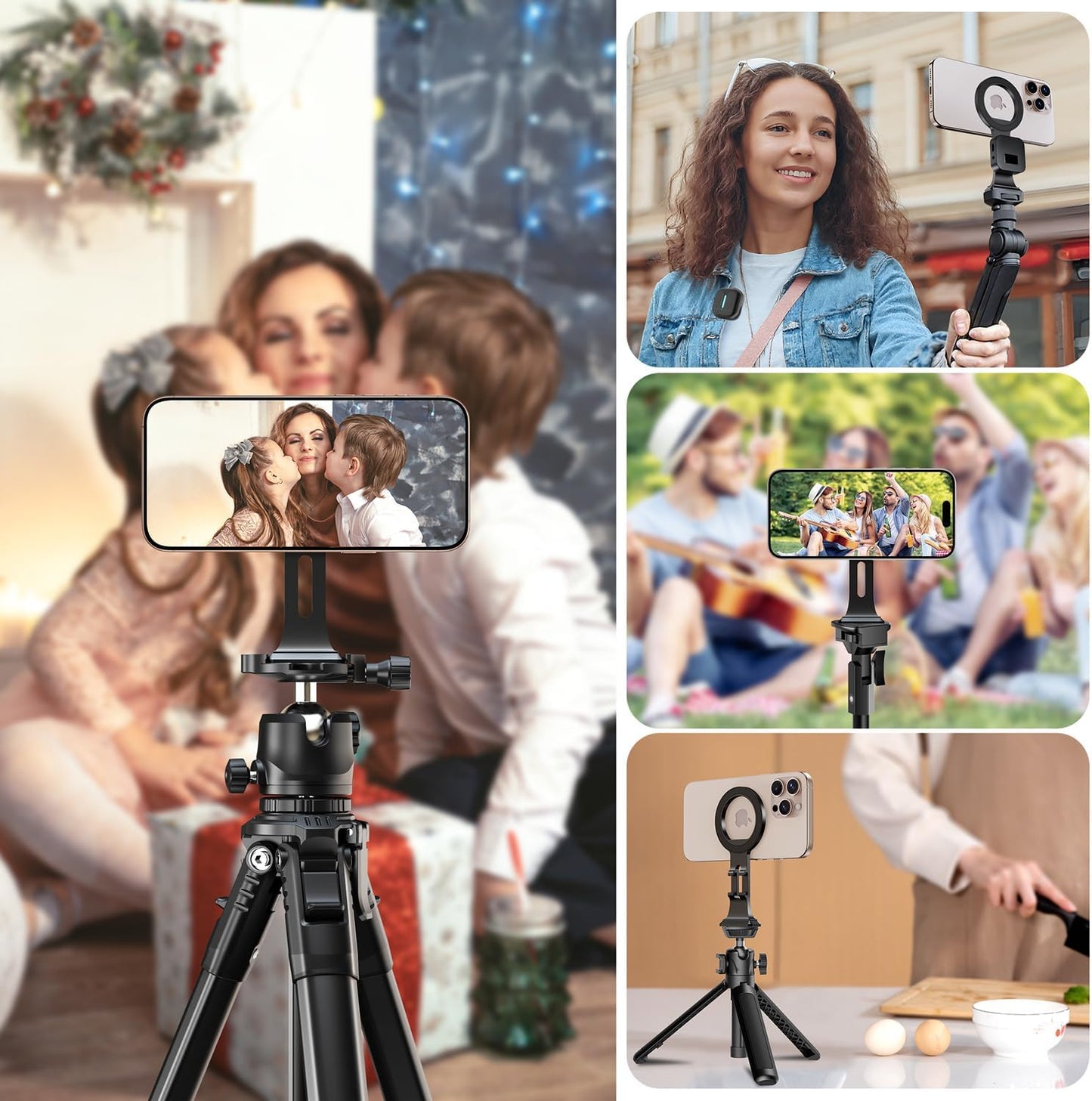 elitehood 1/4" 16 15 14 13 Aluminum Magsafe Tripod Phone Mount, Compact Phone Holder for Tripod with Arca Swiss Quick