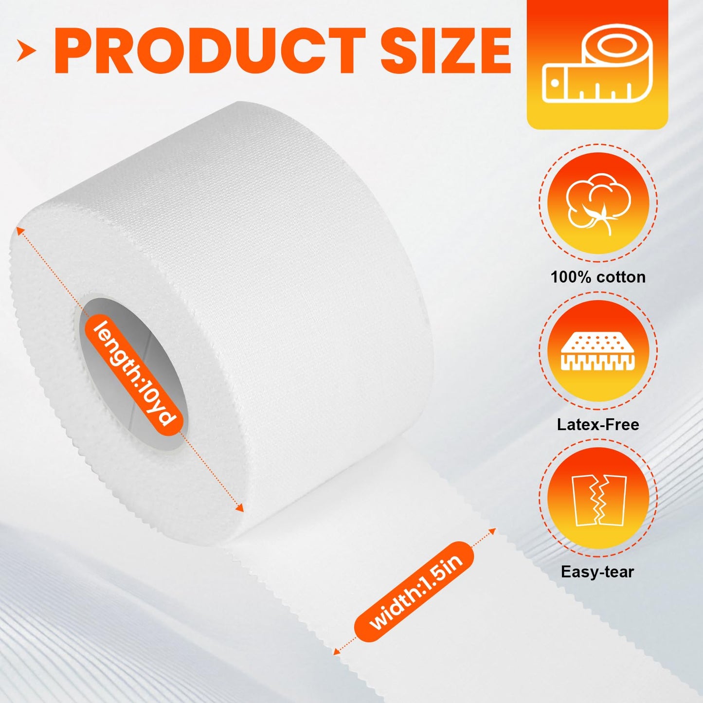 32 Pack Athletic Tape, White Sports Tape for Wrist Ankle Protection, Sports Tape Athletic No Sticky Residue, Easy to Tear Gymnastics Tape for Soccer, Football, Training Supplies (1.5" x 320 Yards)