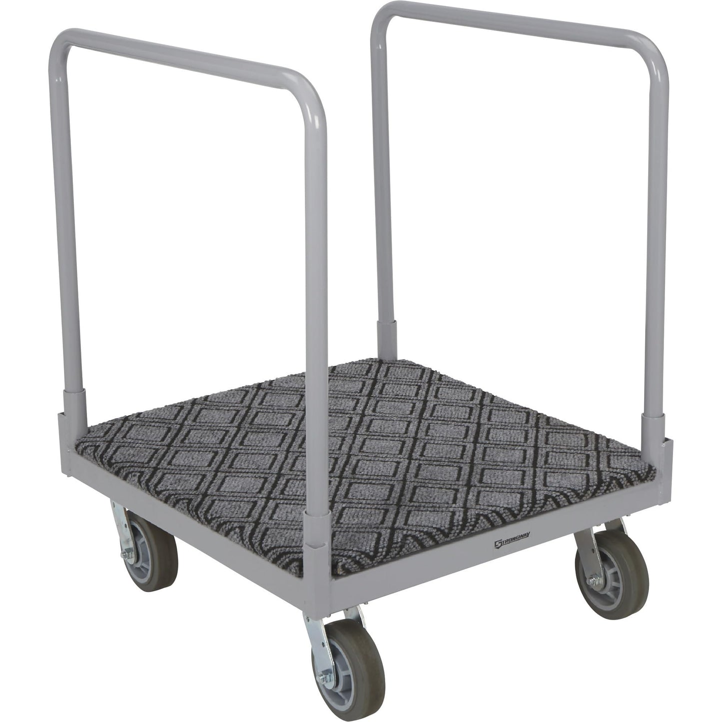 Strongway 4-Wheel Cart with Carpeted Deck, 1600-Lb Capacity, Heavy-Duty Steel Panel Dolly Mover, Rolling Platform Truck with 6-Inch TPR Swivel Casters & Dual Side Handles for Moving