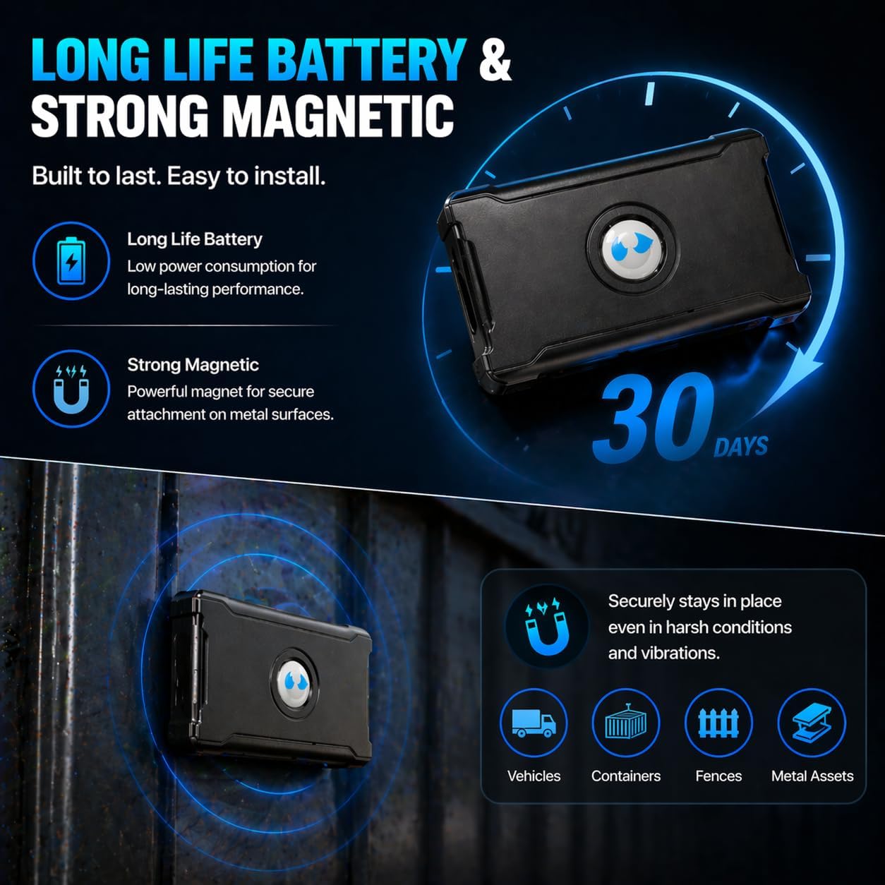 wanwaytech 90 4G GPS Tracker for Vehicles Cars with Long Battery Life up to Days, Strong Magnet, Unlimited Range