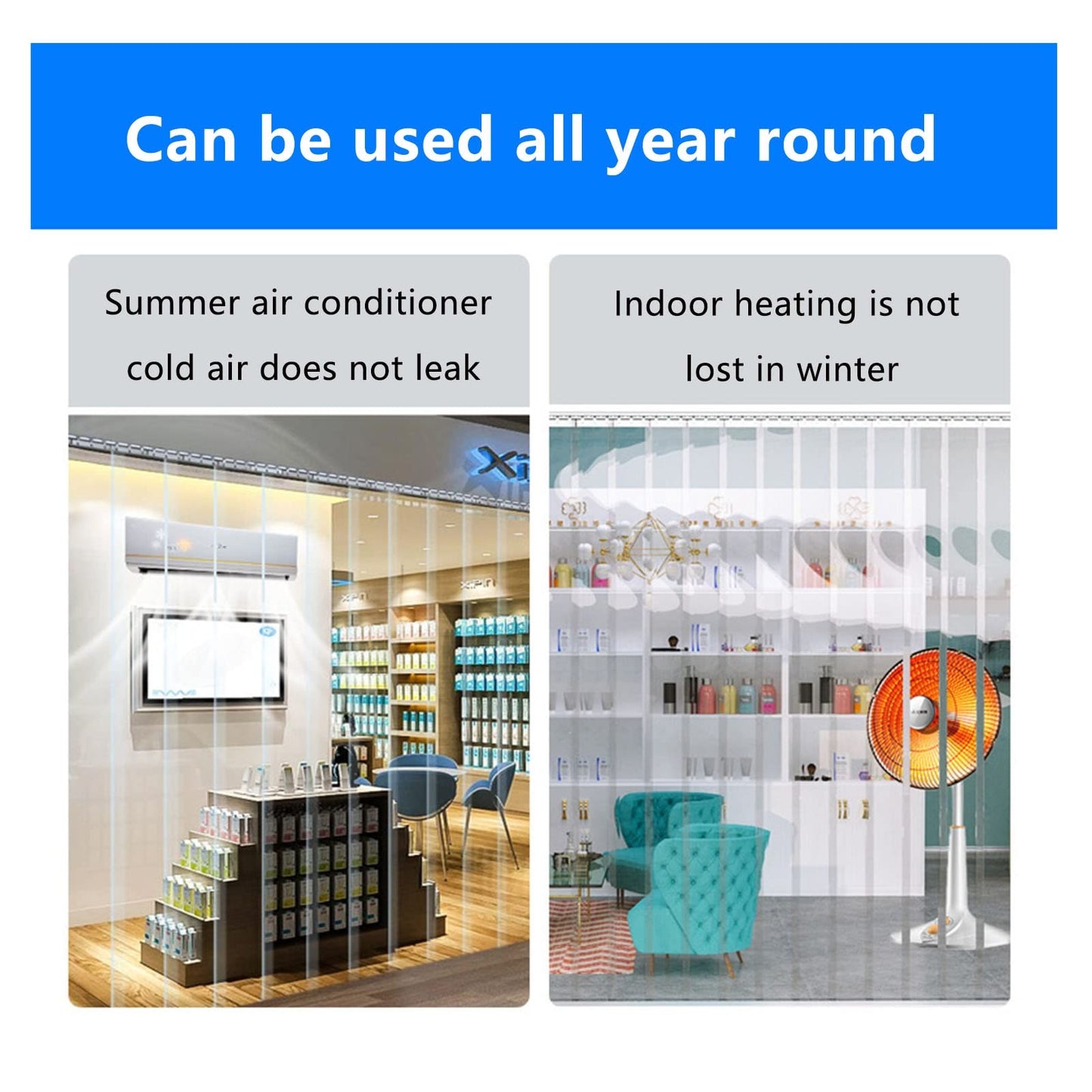 Heavy-Duty Industrial PVC Strip Curtain for Freezer Room, 1.2mm Thick Clear Vinyl Door, Energy-Efficient Divider for Garage & Patio, Durable Freezer Curtains,Size_Name,135x220cm/53.15x86.61in