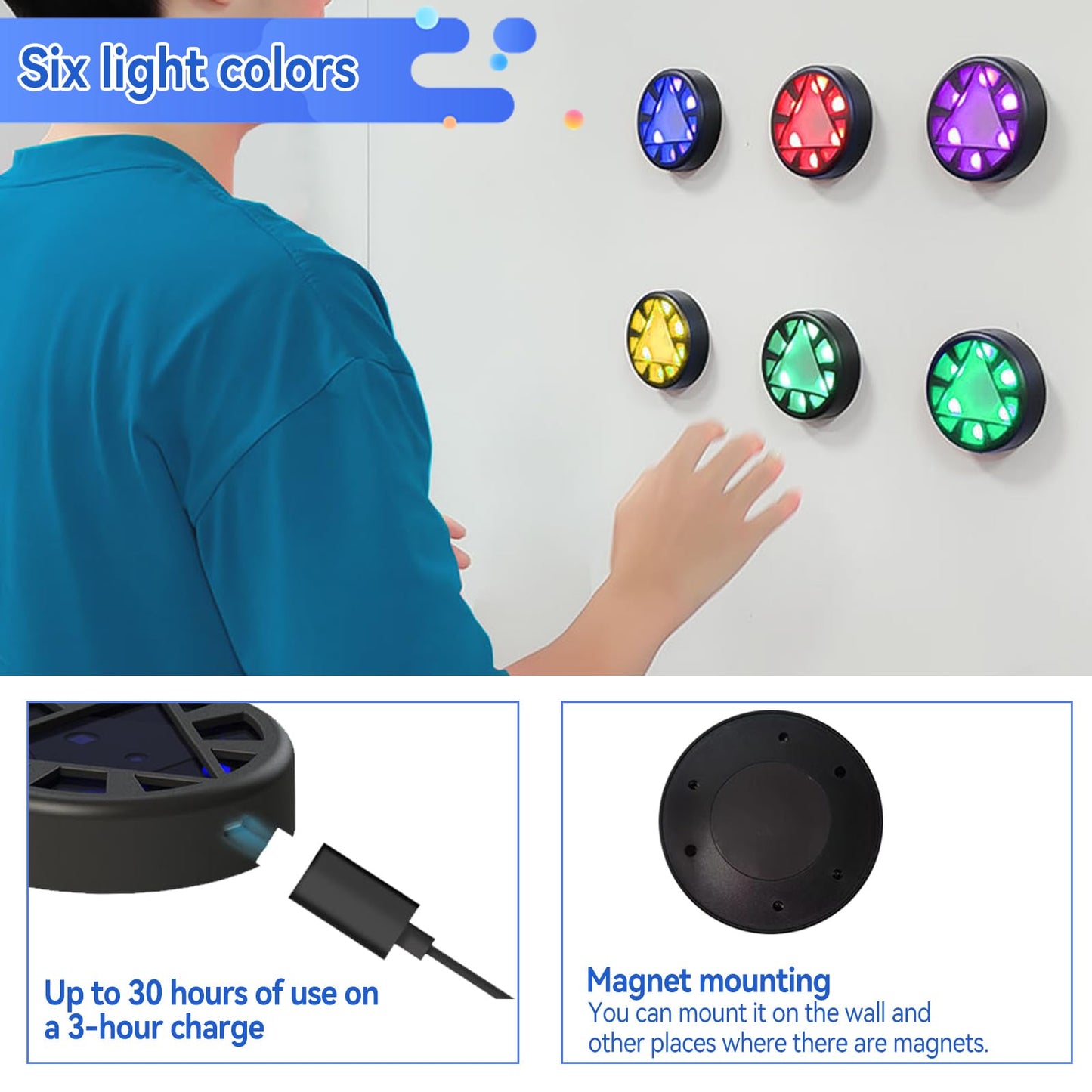 JOJOCY Reaction Training Light Magnetic, 5 Lights Color 6 Modes 30h Battery Life Improves Reaction Speed and Agility for Soccer, Basketball, Boxing, Rugby, Daily Entertainment