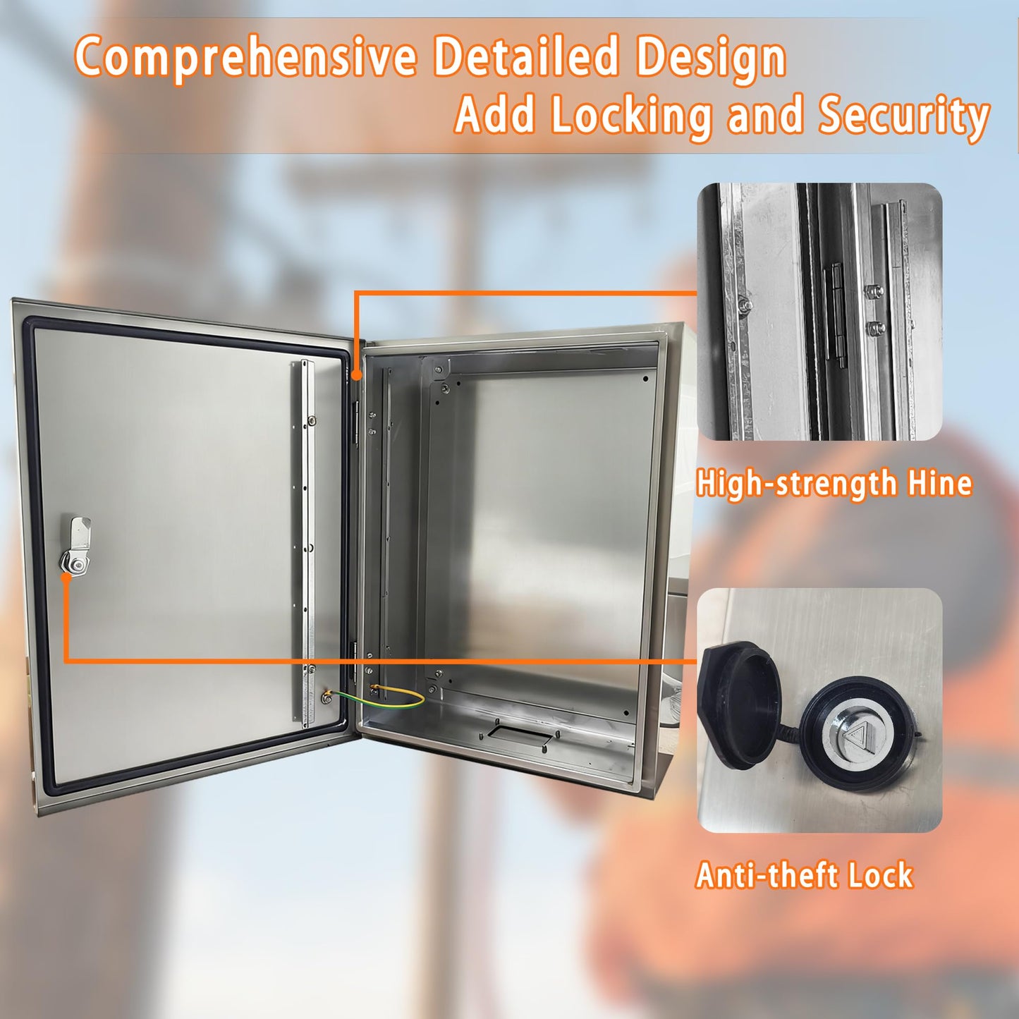 NBCYUNER Stainless Steel Electrical Enclosure 20x16x8 Inch NEMA 4X Enclosure 304 Stainless Steel Box IP66 Waterproof and Dustproof Metal Box