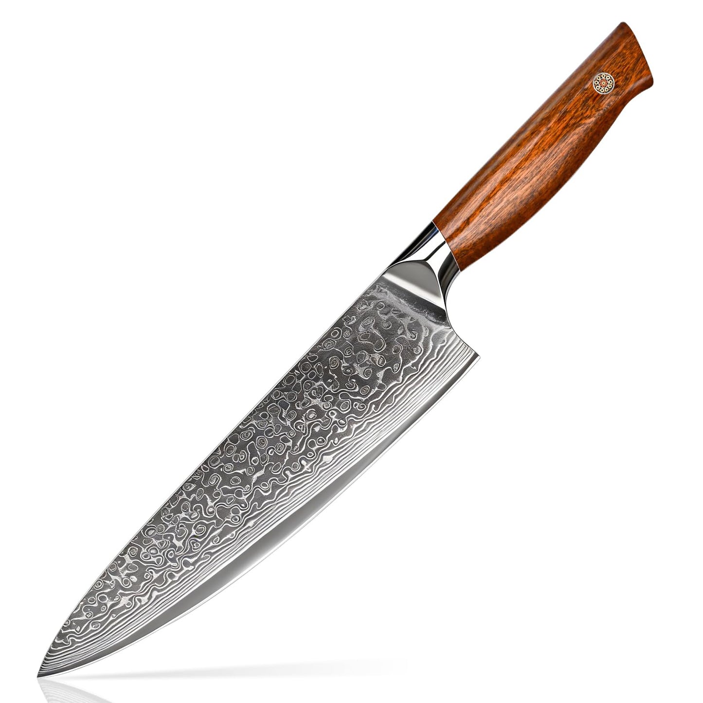 Newise Chef Knife, 8 Inch Japanese Kitchen Knives with Damascus Steel Core, Sharp Gyuto Knife with Wood Handle, Cooking Knives for Women Men