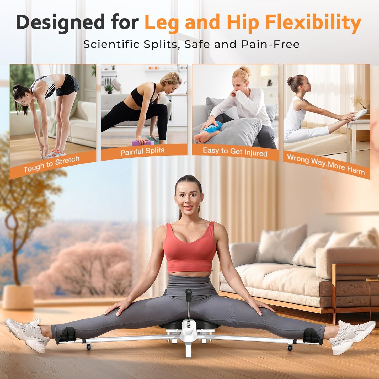 BODY RHYTHM Leg Stretcher - Split Machine for Leg Stretching - Flexibility Stretching Equipment - Ballet, Yoga, Dance, Martial Arts, MMA - Home Yoga Gym Fitness (Black)