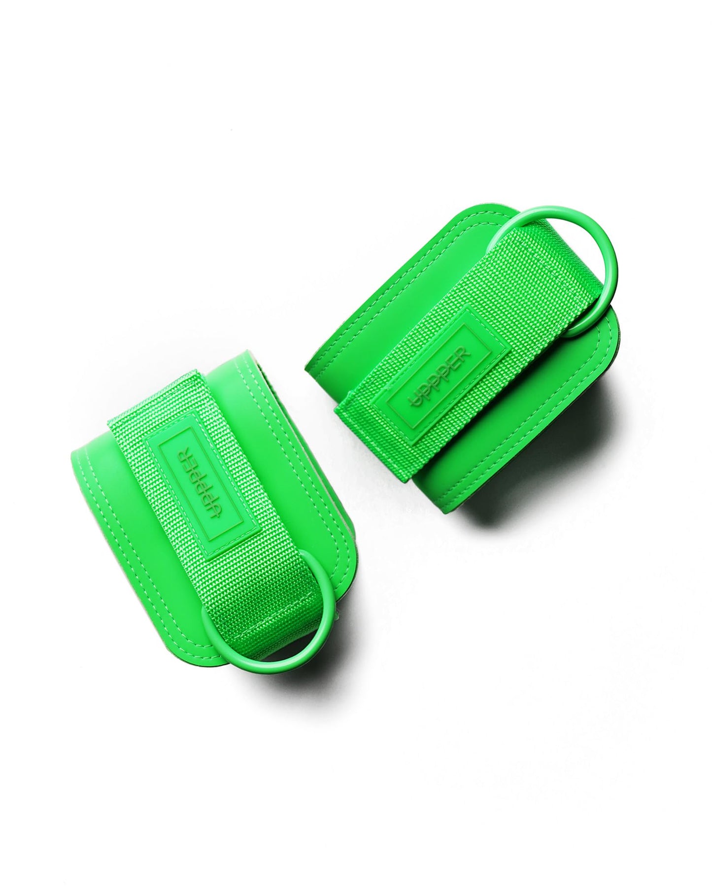 UPPPER Ankle Straps for Cable Machines (Pair) – Double D-Ring, Adjustable, Padded for Comfort – Ideal for Kickbacks, Glute Workouts, and Lower Body Exercises for Women and Men | Premium Fitness Gear (Neon Green)