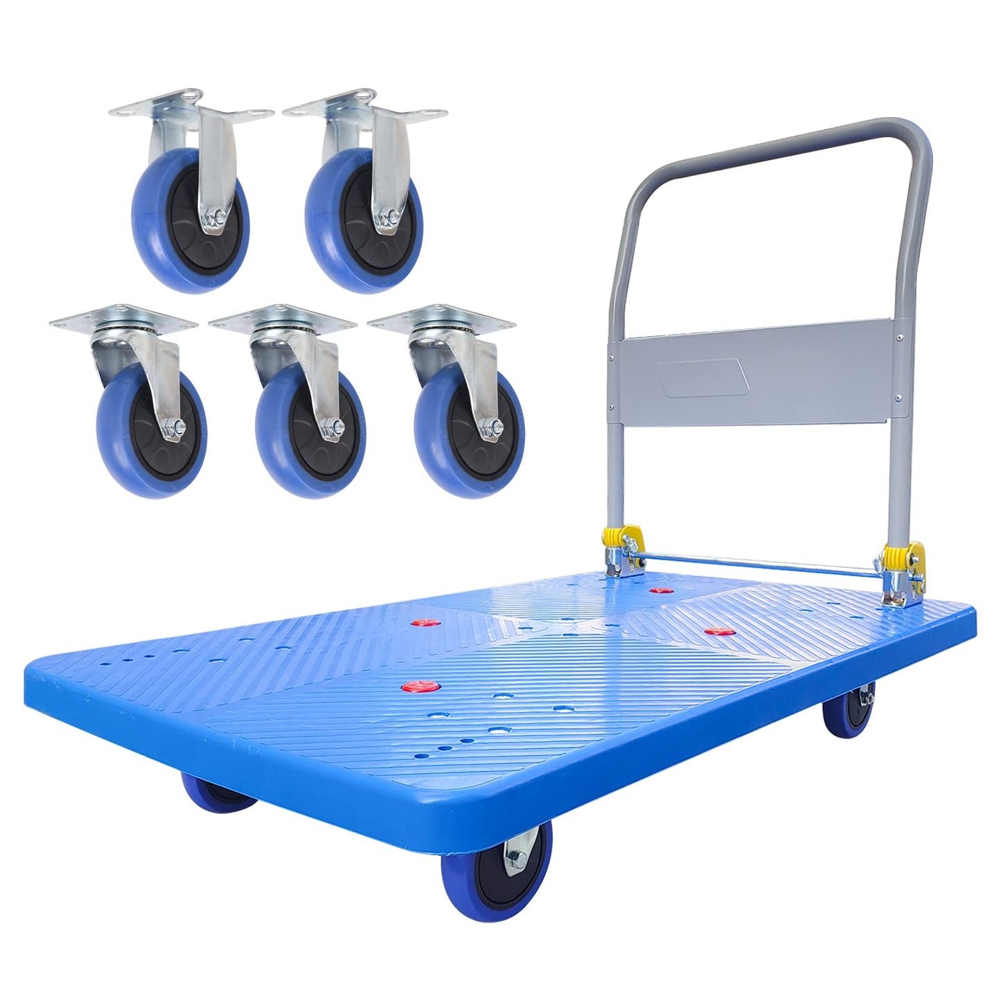 LFGUD 1320lbs Flatbed Cart - Heavy Duty Foldable Platform Hand Truck with 360°Swivel Wheels Loading & Storage