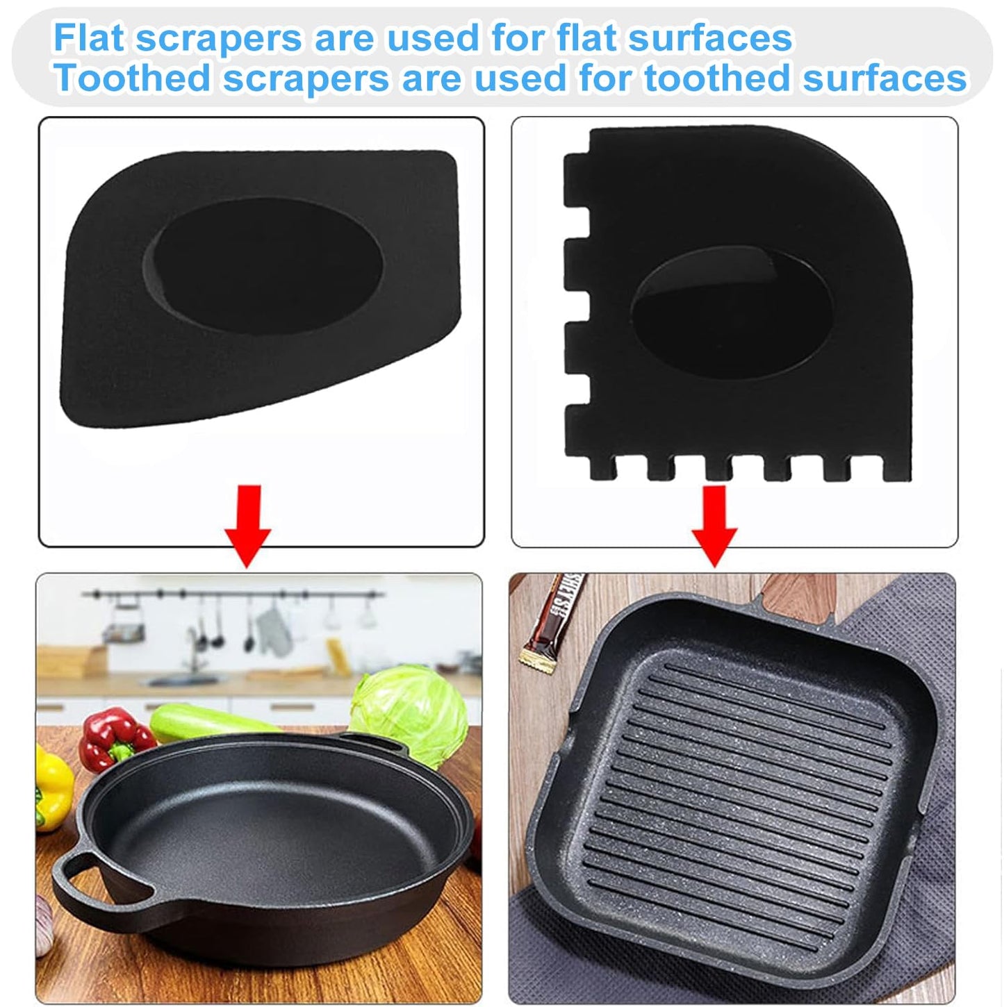 Onewly Cast Iron Scrubber and Scraper, Chain Mail Scrubber Cast Iron for Cleaning Dishes, Stock Pots, Pans, Griddles, Grills, Dish Scouring Pads