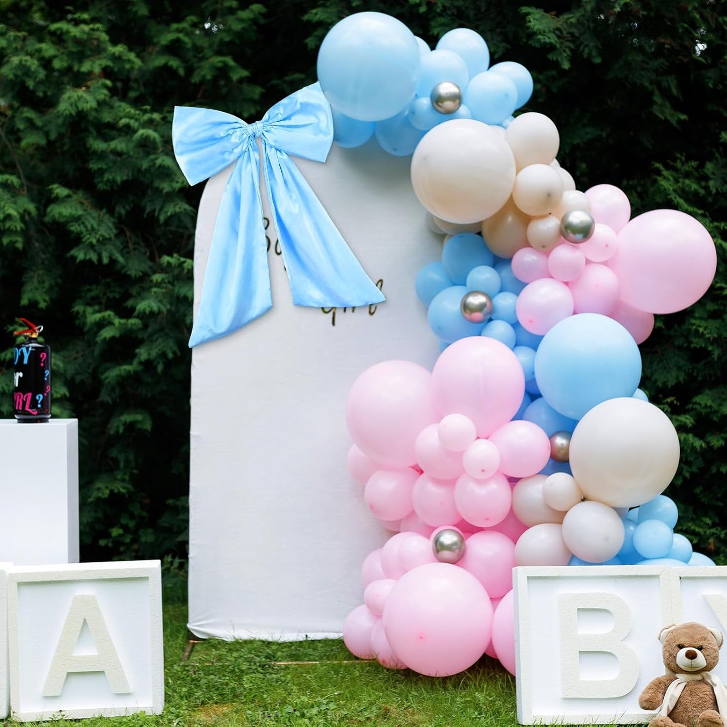 Wavwavw Sky Blue Large Bow Decor - Giant Satin Ribbon Tie for Birthday & Wedding Decor | 24 x 18 Inches