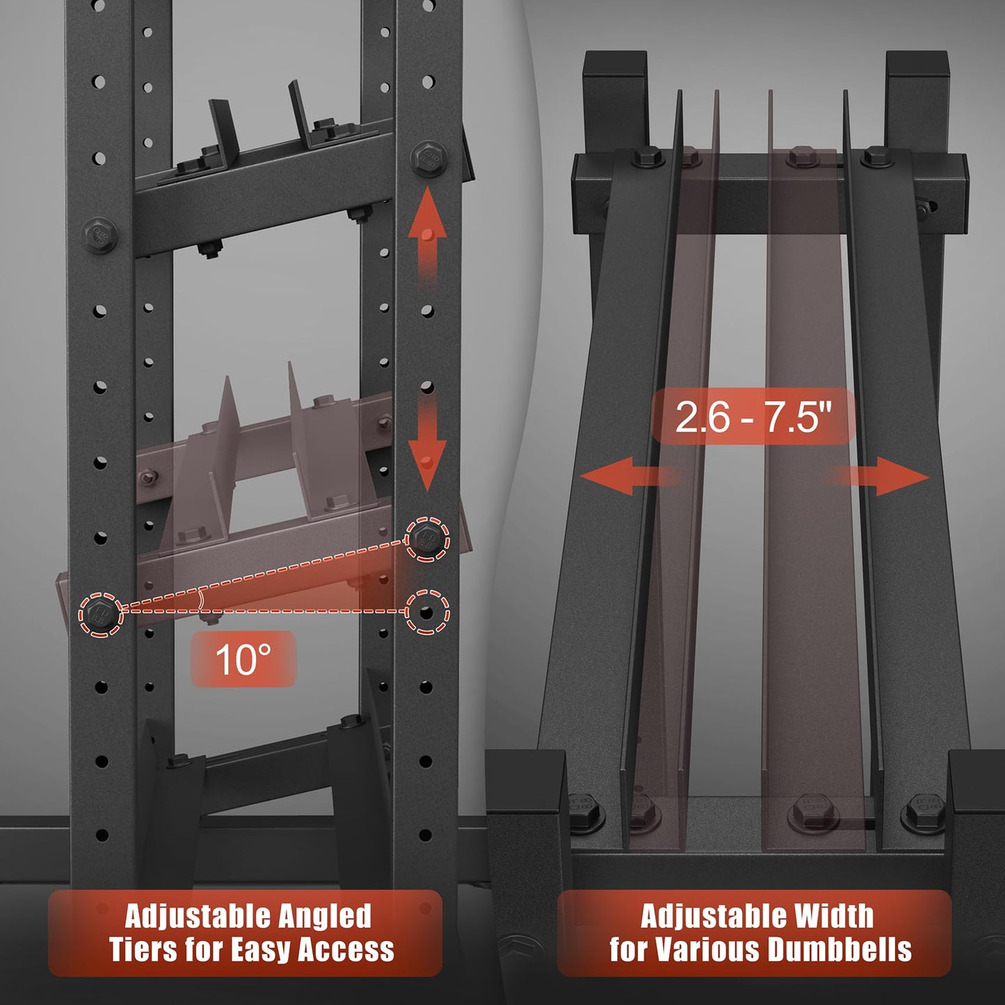 3-Tier Dumbbell Rack, 1200LB Capacity Adjustable Weight Rack for Home Gym, Heavy-Duty Weight Stand for Dumbbells Kettlebells & Weight Plates(Rack Only)