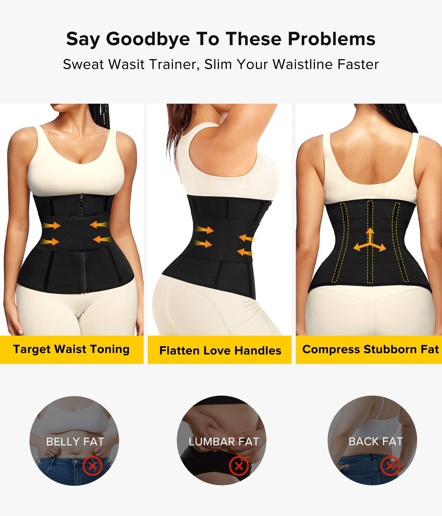 Junlan Sweat Waist Trainer for Women - Sauna Waist Trimmer for Working Out(Blue,Large)