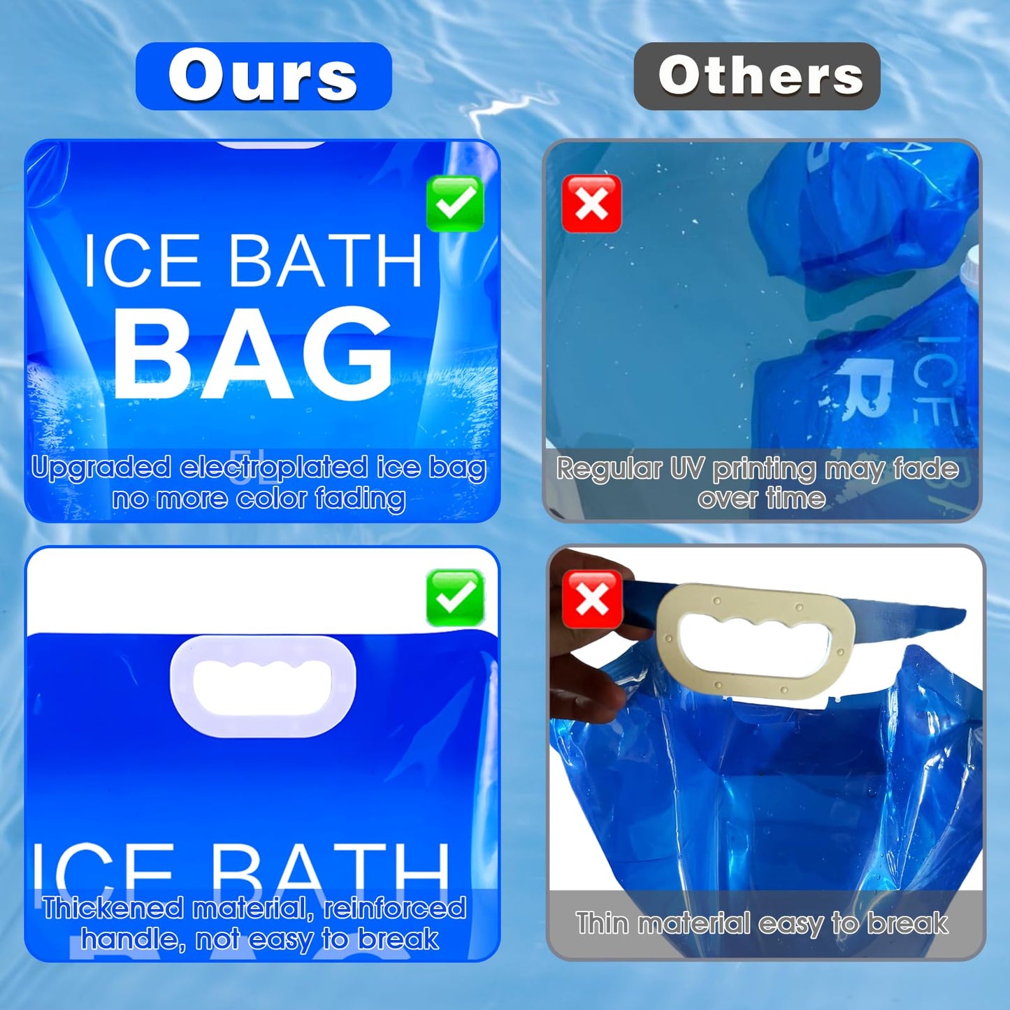 Tryitsbest 4 Pack Ice Bath Bags Reusable, Large Capacity Cold Plunge Ice Bath Accessories, Portable Bathtub Freezer Water Bags for Ice Baths at Home (5L/1.3 Gallon -4Pcs)