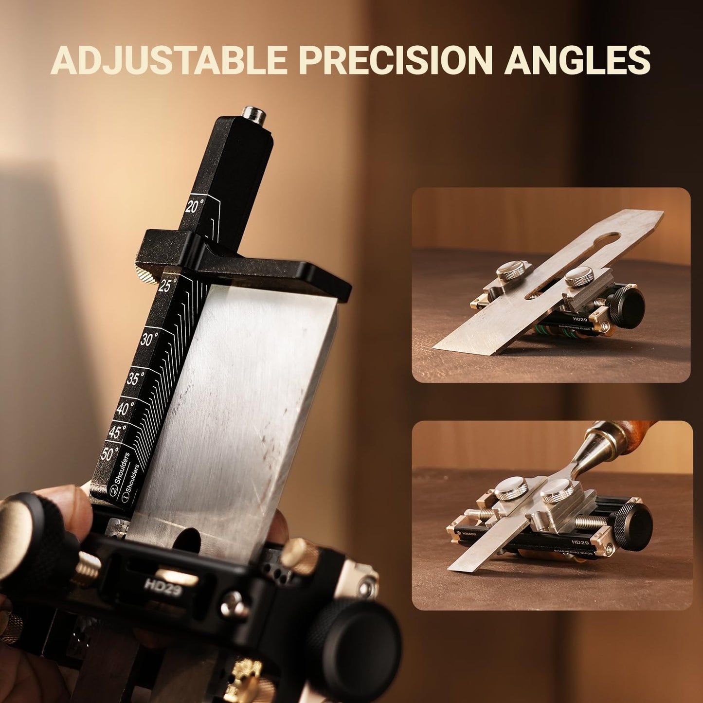 HONGDUI Chisel Sharpening Jig Kit, Honing Guide Woodworking Sharpening System,Chisel Sharpening Guide for Planer, Chisel, Irregular Blade (HD29 Grinding Guide（1 Set）)