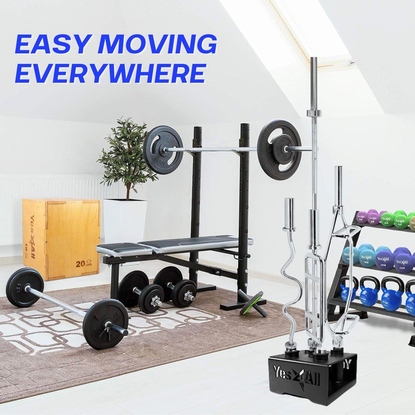 Yes4All Barbell Holder 5 Bars Vertical Storage Display Rack for Olympic Bar,C. Black