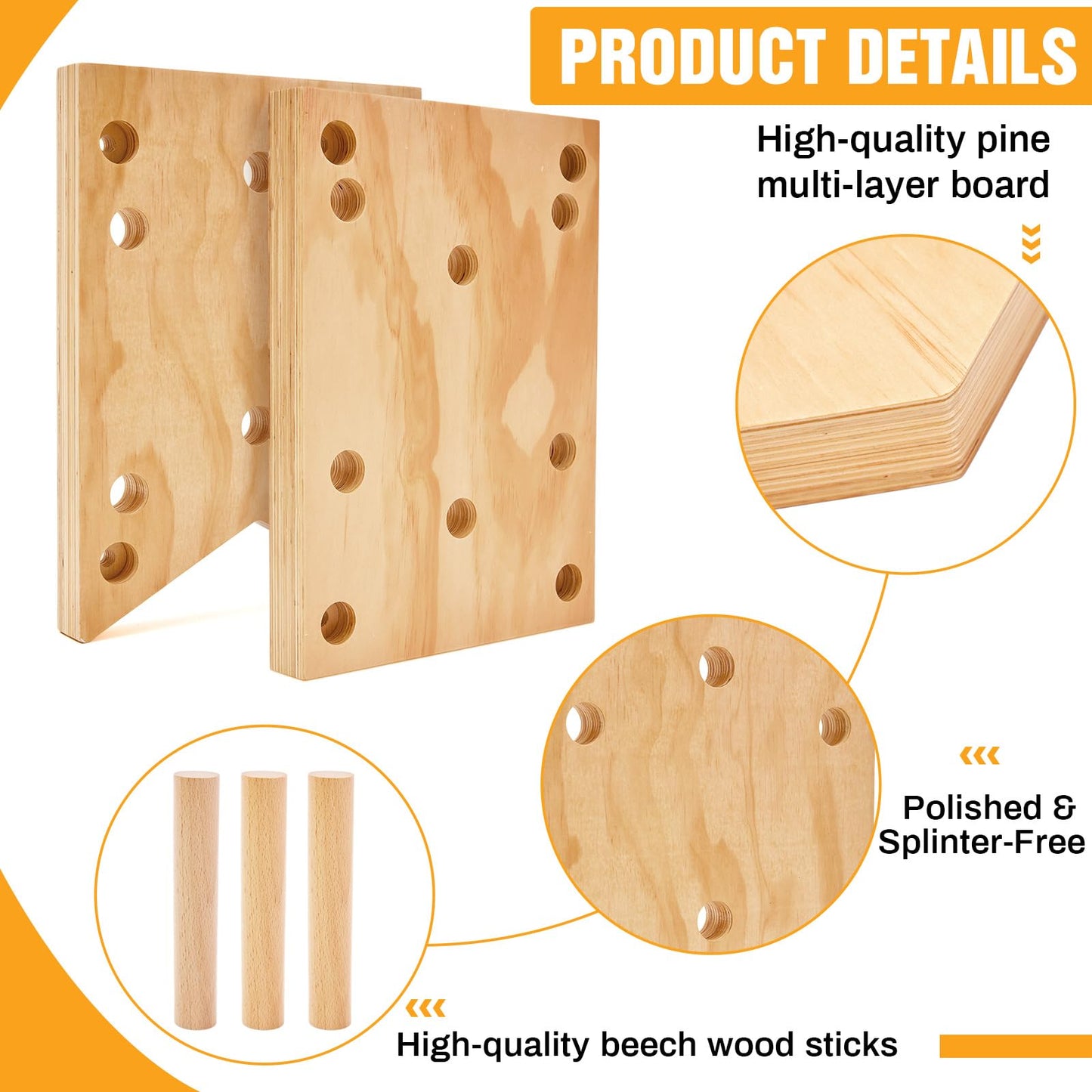 AceOrbit Climbing Pegboard 12‘'x48‘' Rock Climbing Board with Dowel Pegs 23 Holes Wall Mounted Ladder Fitness Cross Training for Rock Climbings Gift, Christmas Birthday Present for Climber (Irregular)