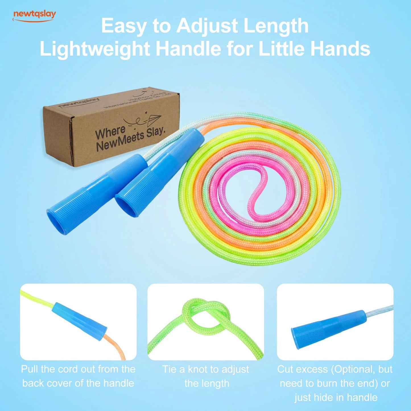 newtqslay 5-Pack Adjustable Nylon Jump Ropes - Tangle-Free for Cardio Workouts, Gym Training, and Home Fitness, Lightweight with Non-Slip Handles