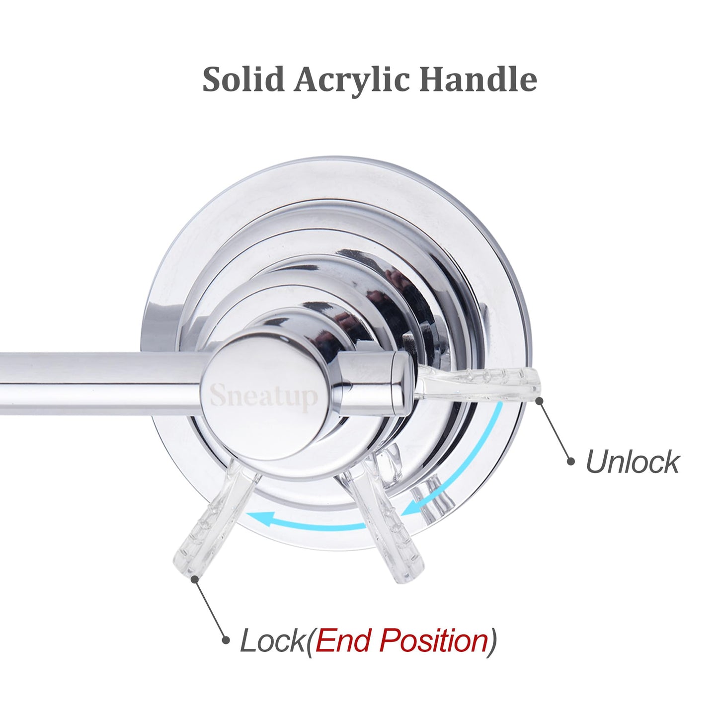 Sneatup Suction Cup Extendable 17-29" Stainless Steel Towel Bar (Chrome Plating)