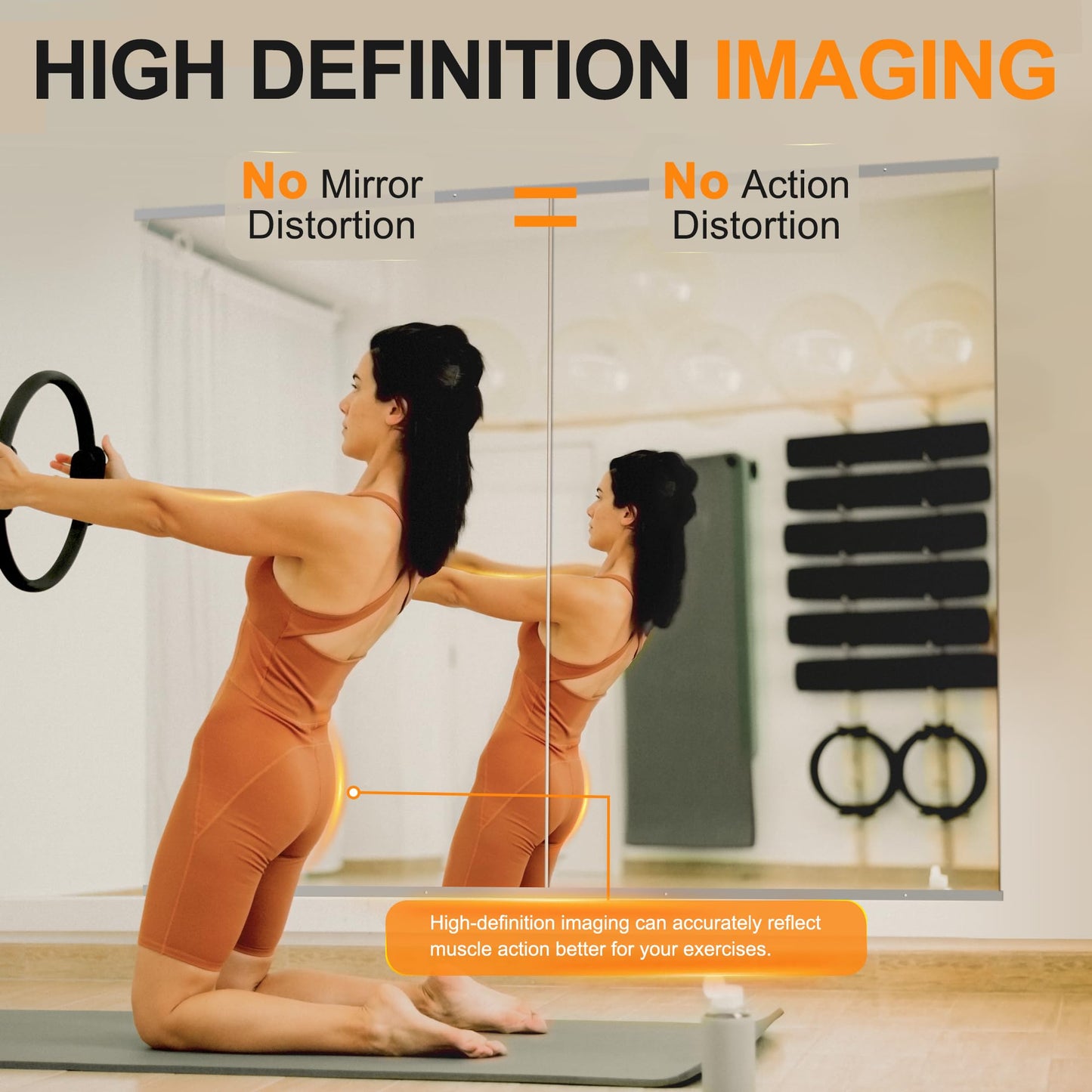 Delma Home Gym Mirror,48''x24''x2PCS Silver,Large Full Body Tempered Glass Frameless, Wall-Mounted for Gym, Yoga, Garage, Bedroom, Bathroom