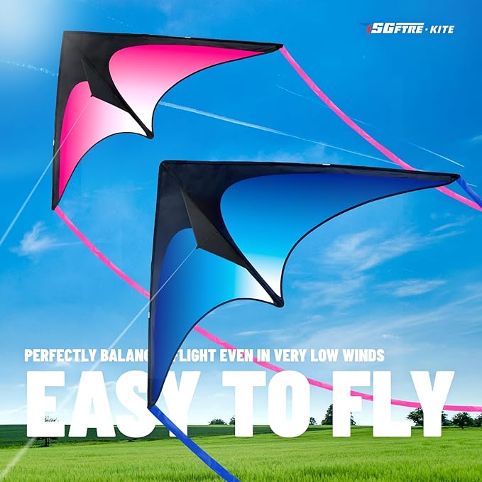 Delta Kite Set for Kids and Adults，Extremely Easy to Launch for Beginners, Perfect for Beaches and Parks，Kites for Beach Trip Park Family Outdoor Games and Activities